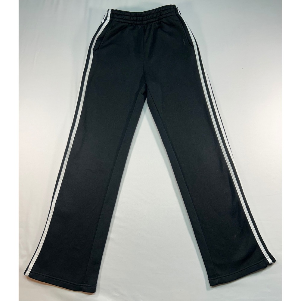 Adidas Youth Large 14/16 Black White Stripe Track Pants L8O8Z 032824